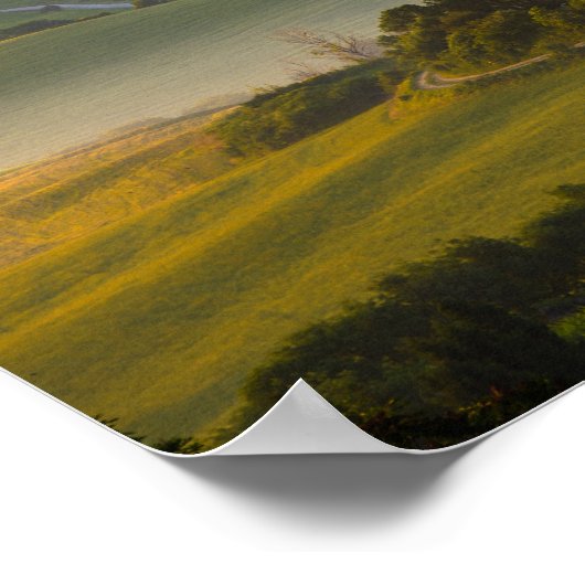 Toscane berglandschap op zonsopgang poster (Hoek)