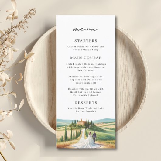 Toscane Italie Aquarelle Skyline Menu Mariage