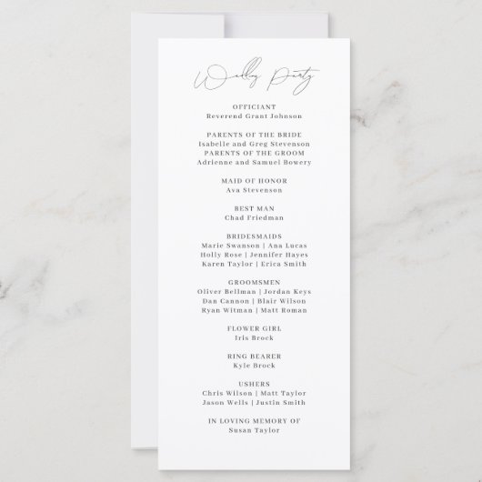 Toscane Italie Aquarelle Skyline Wedding Programme (Dos)