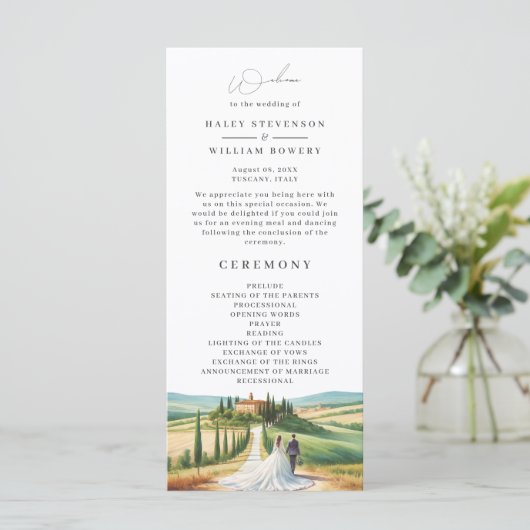 Toscane Italie Aquarelle Skyline Wedding Programme (Debout devant)
