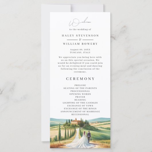Toscane Italie Aquarelle Skyline Wedding Programme (Devant)