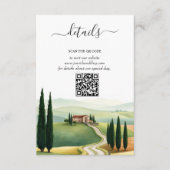 Toscane Italië bestemming bruiloft details QR Informatiekaartje (Voorkant)