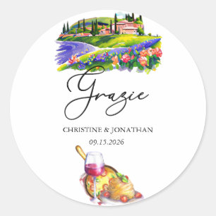 Toscane Italië   Italiaans eten   Hartelijk dank Ronde Sticker