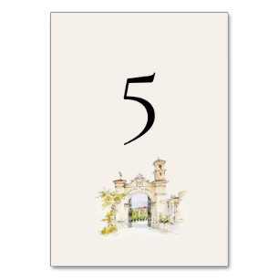 Toscane Italie Numéros de Table de Mariage Aquarel