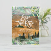 Toscane Italië olijven bruiloft save the date kaar Bedankkaart (Staand voorkant)
