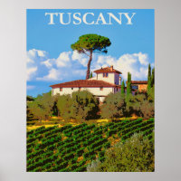 Toscane, Italie Poster Vintage voyage