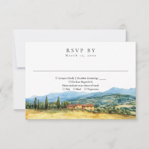 Toscane Italië Rustieke Landelijke Waterverf Trouw RSVP Kaartje