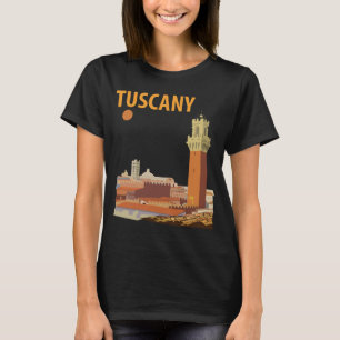 Toscane Italië Toren Retro Reis T-Shirt