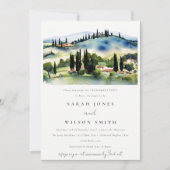 Toscane Italië Waterverf Landschap Verloving Kaart (Voorkant)