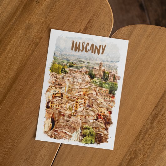 Toscane Italië Waterverf Uitzicht Briefkaart