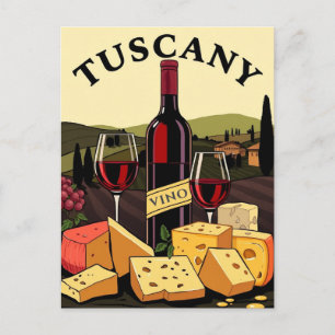 Toscane Italië Wijn en kaas Culinaire Reiskunst Briefkaart