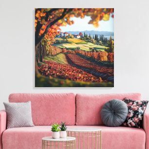 Toscane Italië Wijngaard Landschap Opgespannen Can Canvas Afdruk