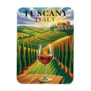 Toscane Italië Wijngaard Zonsondergang Reis Illust Magneet