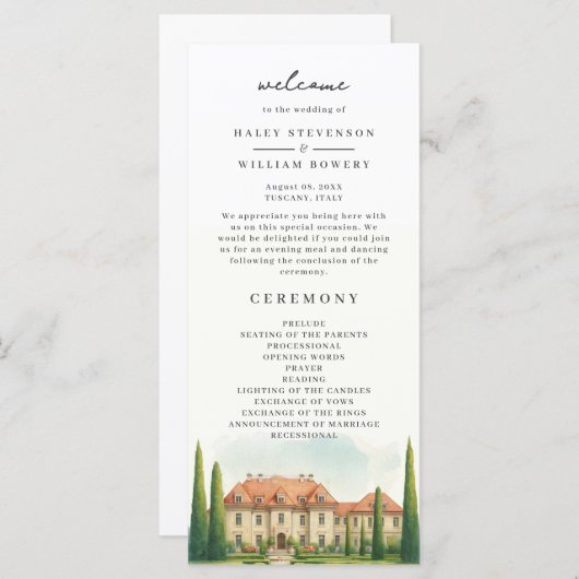 Toscane Italien Villa Aquarelle Programme de maria (Devant / Derrière)