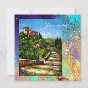 TOSCANE LANDSCHAP, blauw groen goud glinstert Kaart