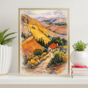 Toscane landschapskunst landschapschilderij afdr poster