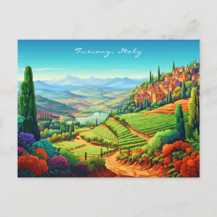 Toscane Landschapsschilderij   Italië Reizen   Kun Briefkaart