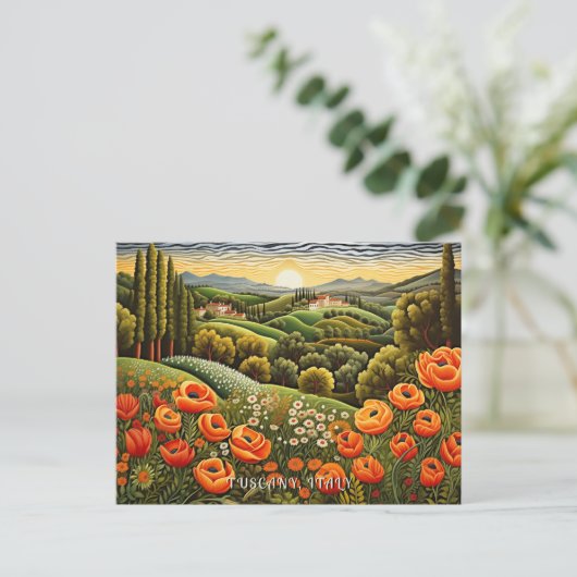 Toscane Lente Landschap Schilderij Italië Reizen K Briefkaart (Staand voorkant)