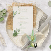 Toscane olijfbladeren tak-bruiloft menu kaart