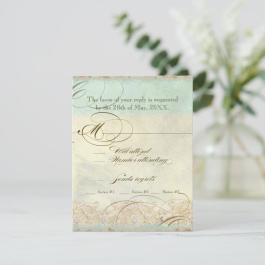 Toscane Olive Tree n Swirl - Weddenschap met RSVP (Staand voorkant)