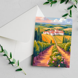 Toscane Platteland Aquarel Italië Schilderij Kaart