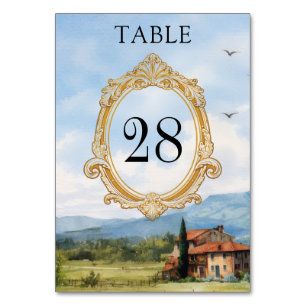 Toscane Platteland Bruiloft Tafel Nummer Kaart