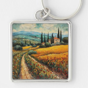 Toscane platteland Italië van Gogh stijl Sleutelhanger