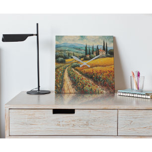 Toscane platteland Italië van Gogh stijl Vierkante Klok