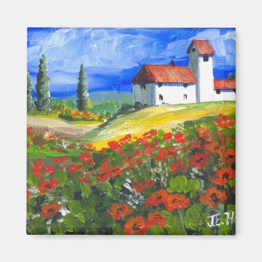 Toscane rode papaver magneet (Voorkant)