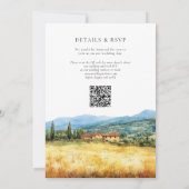 Toscane Rustieke Waterverf QR Code Italië Trouwen Kaart (Achterkant)
