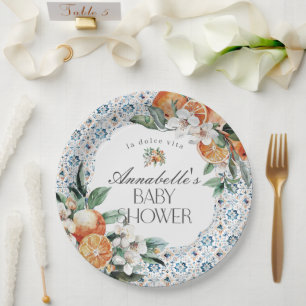 Toscane Tegel Italiaans Baby shower Tafeldecor Papieren Bordje
