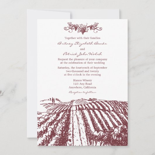 Toscane Vin Vineyard Wedding Invitations (Devant)