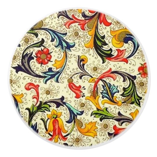 Toscane Vines Ceramic Knob. Keramische Knop (Voorkant)