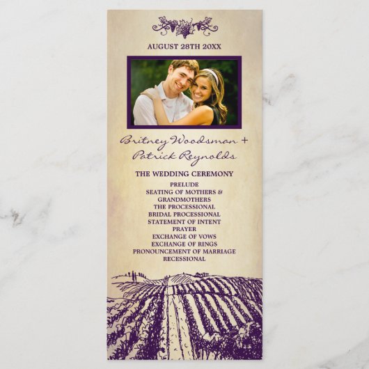 Toscane Vintage Vignoble Programmes de mariage (Devant)