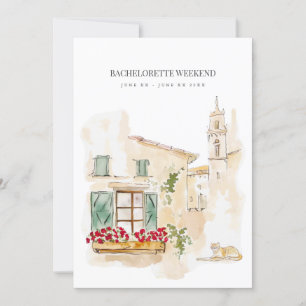 Toscane Waterverf Bachelorette Weekenduitnodiging Kaart