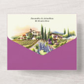 Toscane waterverf bruiloft paarse Italiaanse wijnm All In One Uitnodiging (Achterkant)