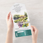 Toscane waterverf bruiloft wijngaard Italiaans wij All In One Uitnodiging (Afscheurbaar)