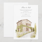 Toscane Waterverf Italiaans bruiloft uitnodiging K (Voorkant / Achterkant)