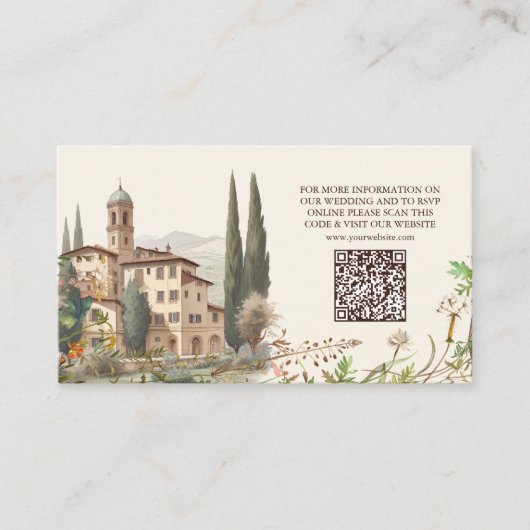 Toscane Waterverf Italië Bestemmingsweddenschap Informatiekaartje (Voorkant)