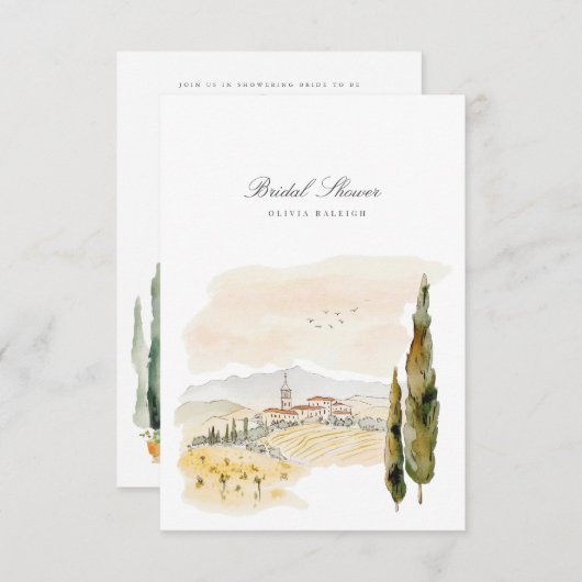 Toscane Waterverf Italië Bruidsdouche Uitnodiging (Voorkant / Achterkant)