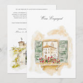 Toscane Waterverf Verloving Aankondiging Kaart (Voorkant / Achterkant)