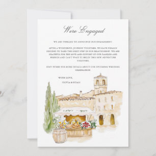 Toscane Waterverf Verloving Aankondiging Kaart