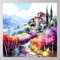 Toscane Winery Waterverf Kunst