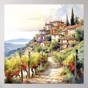 Toscane Winery Waterverf Kunst Poster