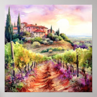 Toscane Winery Waterverf Kunst