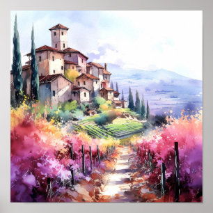 Toscane Winery Waterverf Kunst Poster
