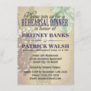 Toscane Winery Wedding Rehearsal Dinner Invitation Kaart
