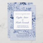 Toscany Blue Greenery Wedding Kaart (Voorkant / Achterkant)
