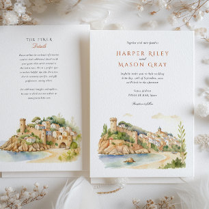 Tossa de Mar Spanje Huwelijksuitnodiging Kaart