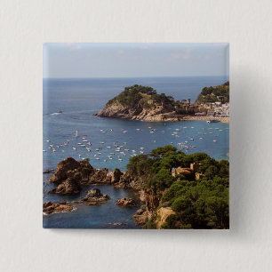 TOSSA DE MAR. Stad gelegen in de Costa Brava. Vierkante Button 5,1 Cm